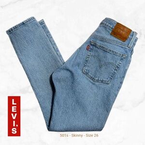 Levi’s 501 Skinny Jeans High Rise Button Fly Light Wash W26 L28